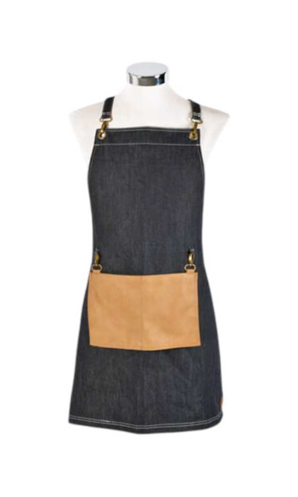 Delantal Denim con Bolsillo Poliet Marron